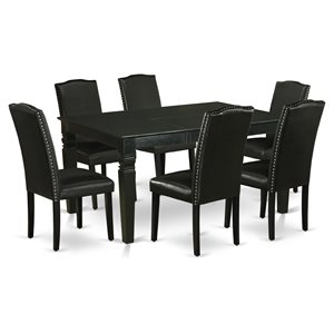 east west furniture weston 7-piece traditional wood dinette set in black