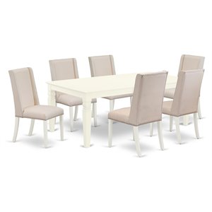 East West Furniture Weston 7-piece Wood Kitchen Set in Linen White