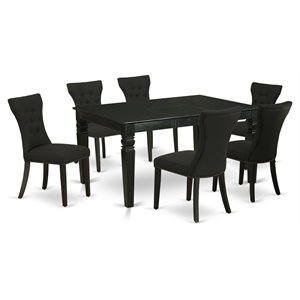 East West Furniture Weston 7-piece Wood Dining Table Set in Black