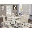 East West Furniture X-Style 7-piece Wood Dining Table Set in Light Beige