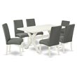 East West Furniture X-Style 7-piece Traditional Wood Dining Set in Gray