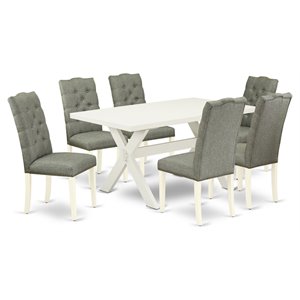 East West Furniture X-Style 7-piece Wood Dining Set in Gray Finish