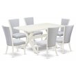 East West Furniture X-Style 7-piece Wood Kitchen Table Set in Linen White