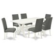 East West Furniture X-Style 7-piece Wood Dining Table Set in Gray