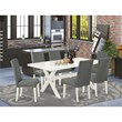 East West Furniture X-Style 7-piece Wood Dining Table Set in Gray
