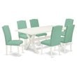 East West Furniture X-Style 7-piece Wood Dining Table Set in Pond Blue
