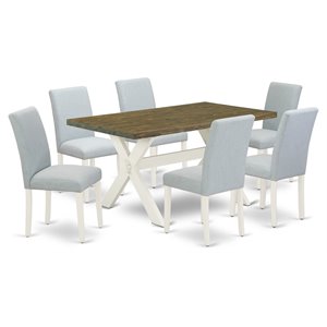 East West Furniture X-Style 7-piece Wood Dining Set in Linen White/Jacobean