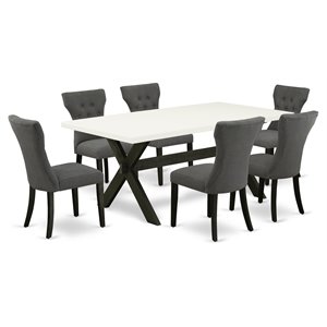 East West Furniture X-Style 7-piece Wood Dining Set in Dark Gotham Gray