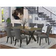 East West Furniture X-Style 7-piece Wood Dining Table Set in Gotham Gray