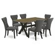 East West Furniture X-Style 7-piece Wood Dining Table Set in Gotham Gray