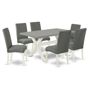East West Furniture X-Style 7-piece Wood Dining Set in White/Gray