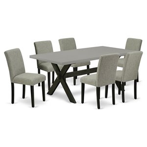 East West Furniture X-Style 7-piece Wood Dining Set in Black/Shitake