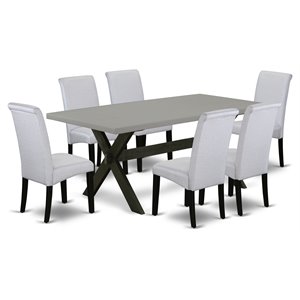East West Furniture X-Style 7-piece Wood Dining Set in Black/Gray