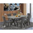 East West Furniture X-Style 7-piece Wood Dinette Table Set in Dark Gotham Gray