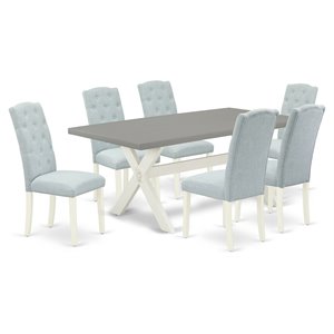 East West Furniture X-Style 7-piece Wood Dining Room Set in White