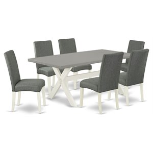 East West Furniture X-Style 7-piece Wood Dining Room Table Set in White