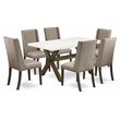 East West Furniture X-Style 7-piece Wood Kitchen Set in Dark Khaki Brown