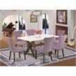 East West Furniture X-Style 7-piece Wood Dining Table Set in Brown
