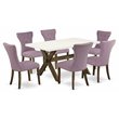 East West Furniture X-Style 7-piece Wood Dining Table Set in Brown