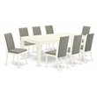 East West Furniture Logan 9-piece Wood Dining Room Table Set in Linen White