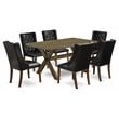 East West Furniture X-Style 7-piece Wood Dining Set in Jacobean/Black