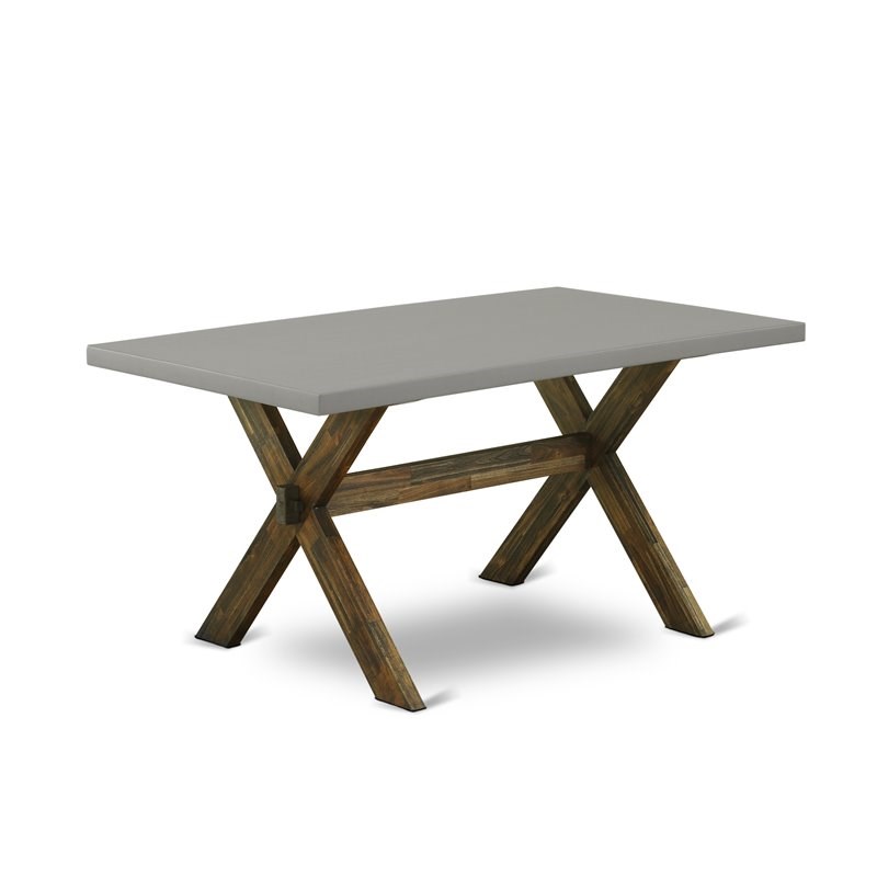 East West Furniture X-Style 7-piece Wood Dinner Table Set in Dark Khaki Brown