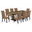 East West Furniture Lassale 9-piece Wood Dining Set in Brown/Light Sable