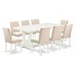 East West Furniture V-Style 9-piece Wood Dining Set in Light Beige