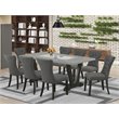 East West Furniture V-Style 9-piece Wood Dining Set in Gotham Gray