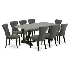 East West Furniture V-Style 9-piece Wood Dining Set in Gotham Gray