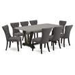 East West Furniture V-Style 9-piece Wood Dining Set in Gotham Gray