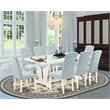 East West Furniture V-Style 9-piece Wood Dining Table Set in Linen White