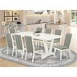 East West Furniture V-Style 9-piece Wood Dining Set in Linen White/Shitake