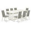 East West Furniture V-Style 9-piece Wood Dining Set in Linen White/Shitake