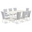 East West Furniture V-Style 9-piece Wood Kitchen Table Set in Linen White