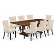 East West Furniture Lassale 9-piece Wood Dining Set in Walnut/Light Beige