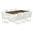 East West Furniture V-Style 9-piece Wood Dining Set in Linen White