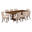 East West Furniture Lassale 9-piece Wood Dining Set in Walnut/Tan