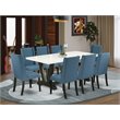 East West Furniture V-Style 9-piece Traditional Wood Kitchen Table Set in Black