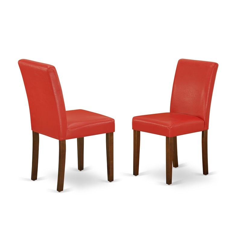 East West Furniture Dover 9-piece Wood Dining Set in Mahogany/Firebrick Red