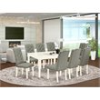 East West Furniture Dover 9-piece Wood Dining Table Set in Linen White