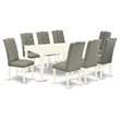 East West Furniture Dover 9-piece Wood Dining Table Set in Linen White