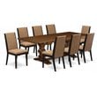 East West Furniture Lassale 9-piece Wood Dinette Set in Walnut