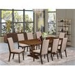 East West Furniture Lassale 9-piece Wood Dining Set in Walnut/Light Tan