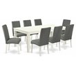 East West Furniture Logan 9-piece Wood Dining Set in Linen White/Gray