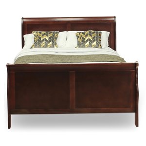 East West Furniture Louis Philippe Traditional Wood Queen Bed in Phillip Walnut