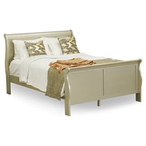 East West Furniture Louis Philippe Traditional Wood Queen Bed in Metallic Gold
