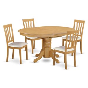 East West Furniture Avon 5-Piece Wooden Dining Set in Light Oak