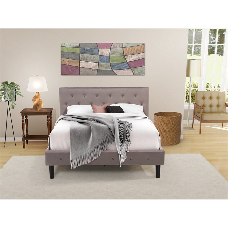 East West Furniture Nolan 2-Piece Wood Queen Bedroom Set in Brown/Mahogany