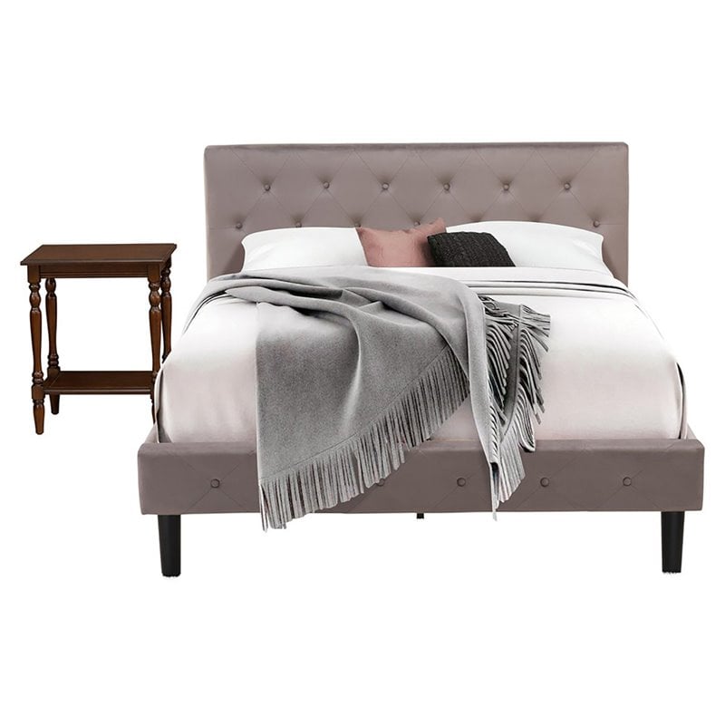 East West Furniture Nolan 2-Piece Wood Queen Bedroom Set in Brown/Mahogany